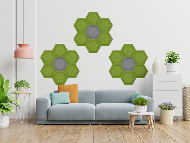 Panel filcowy HEXAGON WITH BORDER 3D grafitowy 30cm x 26cm