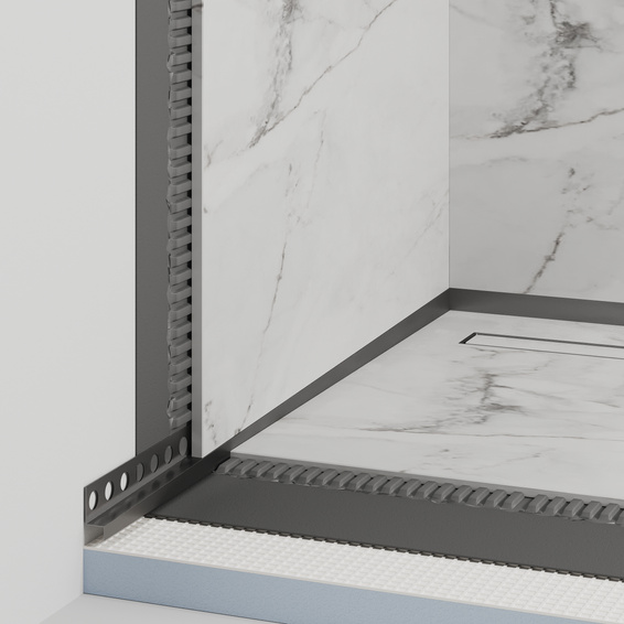 Listwa spadkowa przyścienna, Lewa gun metal szczotkowana 120cm