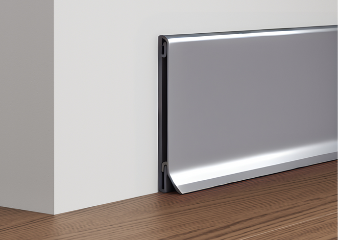 Łącznik do listwy przypodłogowej aluminiowej, srebrny naturalny 80mm