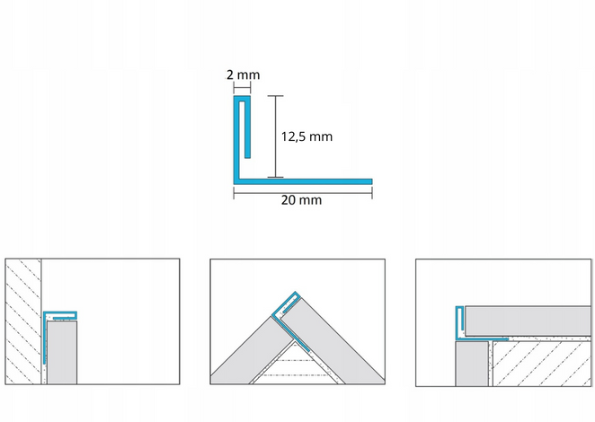 Listwa wykończeniowa typu "L" Złota szczotkowana 12,5mm x 2700mm