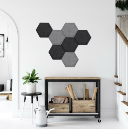 Panel filcowy SIMPLE HEXAGON grafitowy 30cm x 26cm