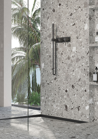 Listwa brodzikowa czołowa, Gum metal szczotkowana 130cm