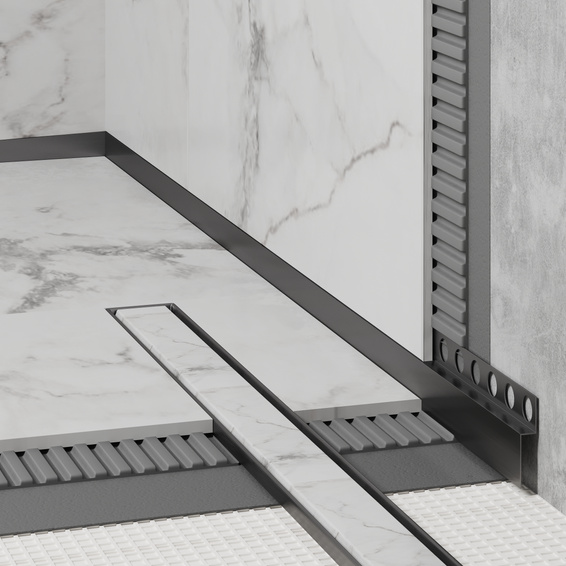 Listwa brodzikowa czołowa, Gum metal szczotkowana 130cm