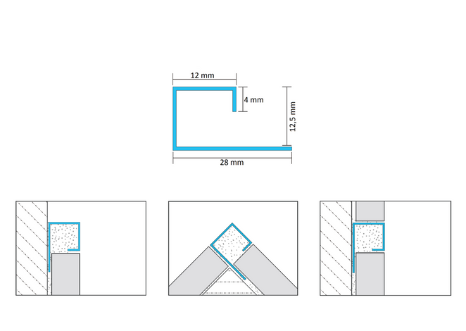 Listwa narożna typu "P" Stalowa, Miedziany połysk 12mm x 12,5mm x 2700mm