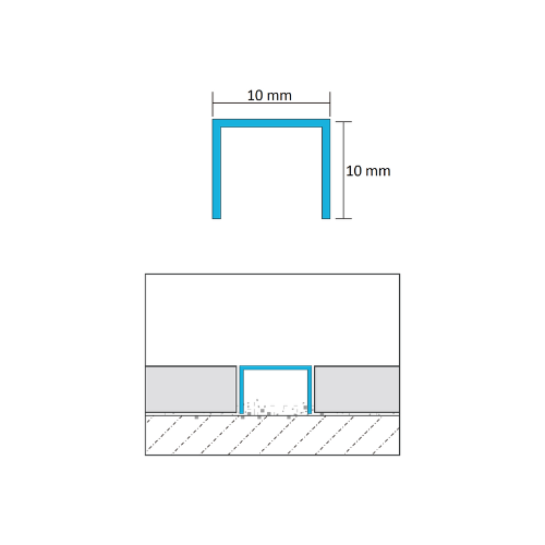 listwa podłogowa mosiężna "U" polerowana 10mm x 2700mm