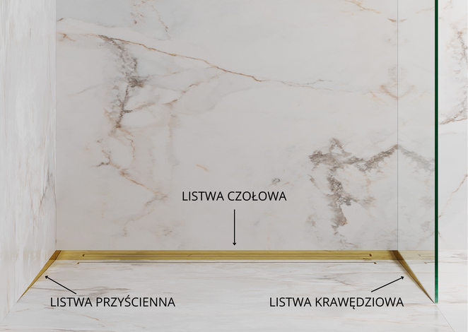 Listwa spadkowa przyścienna, Lewa gun metal szczotkowana 120cm