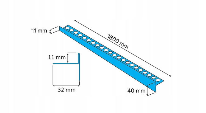 Listwa spadkowa krawędziowa, Prawa gun metal szczotkowana 180cm