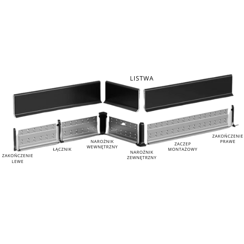 Łącznik do listwy przypodłogowej aluminiowe, czarne matowe 60mm