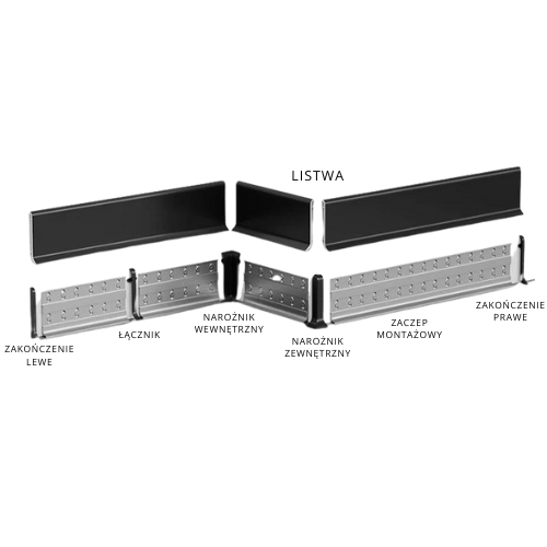 Łącznik do listwy przypodłogowej aluminiowe, czarne matowe 80mm