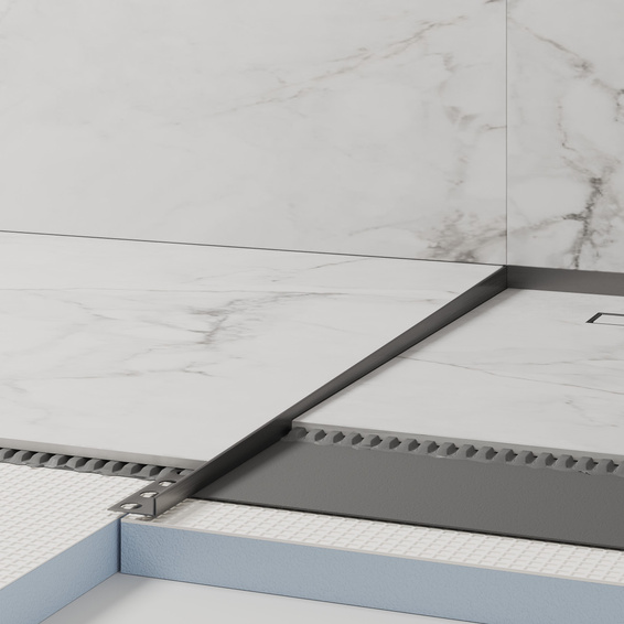 Listwa spadkowa krawędziowa, Lewa gun metal szczotkowana 120cm