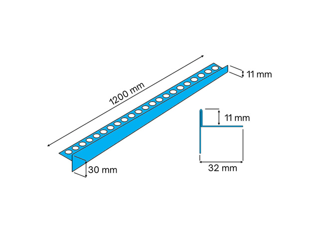 Listwa spadkowa krawędziowa, Prawa biała matowa 120cm