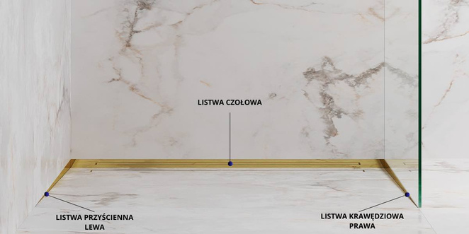 Listwa spadkowa krawędziowa, Lewa gun metal szczotkowana 180cm