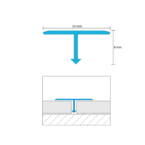 Listwa podłogowa mosiężna "T", polerowana 14mm x 900mm